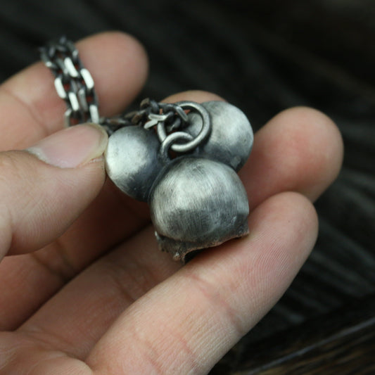 925Silver Lunar Eclipse Big Ear Skull Necklace/Charm/Pendant Fantasy Jewelry