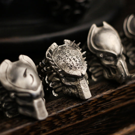 Alien Predator 925 Silver Ring, Predator Mask and Skull Ring, Jewelry of Predator-Craftsmen made - SATANHORN