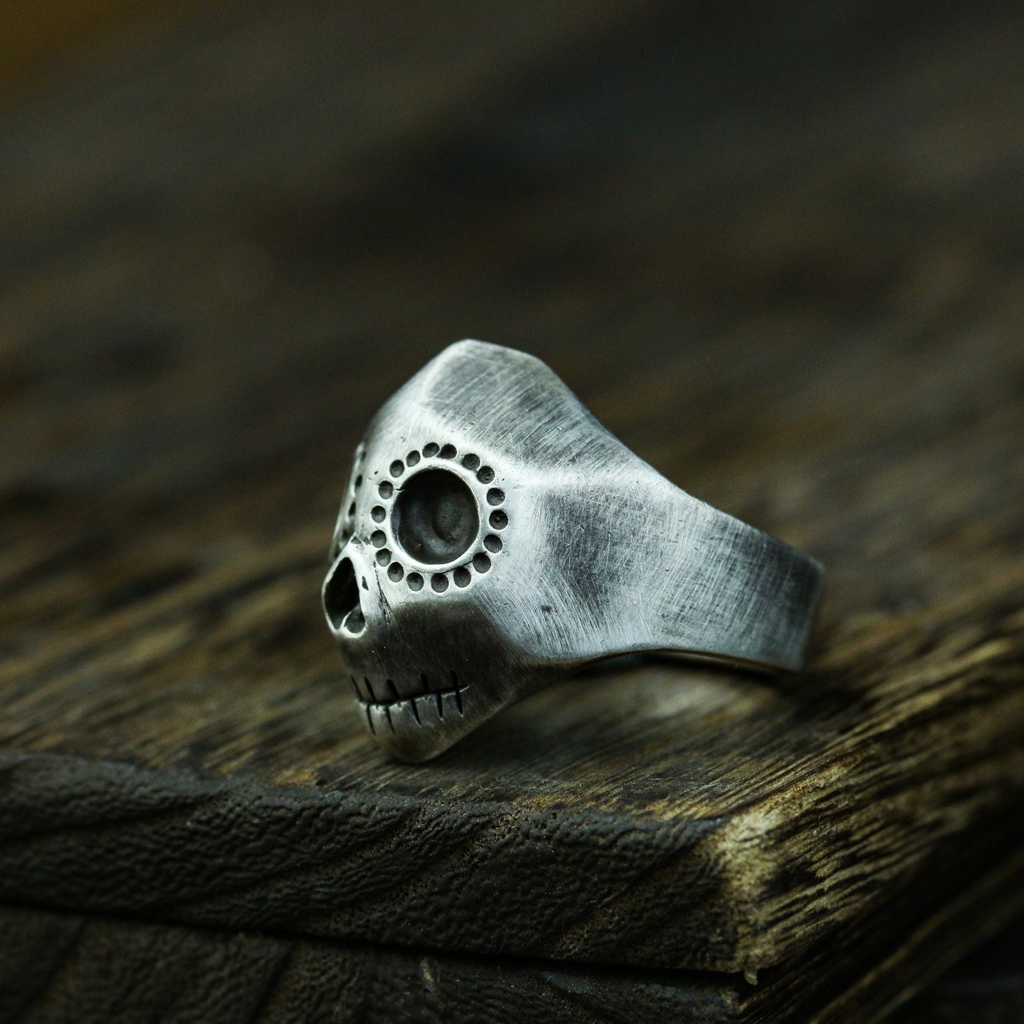 Silent skull 925 silver ring, simple abstract 925 silver ring, personality ring sterling silver brass jewelry-Craftsmen made
