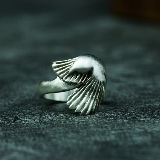 Peace dove 925 silver ring, dove wings simple abstract 925 silver ring, personalized flying bird ring jewelry-Craftsmen made - SATANHORN