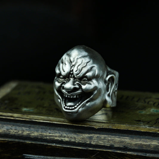 Maitreya Buddha 925 silver ring, wicked Maitreya dark style 925 silver ring, unique personality jewelry-Craftsmen made - SATANHORN