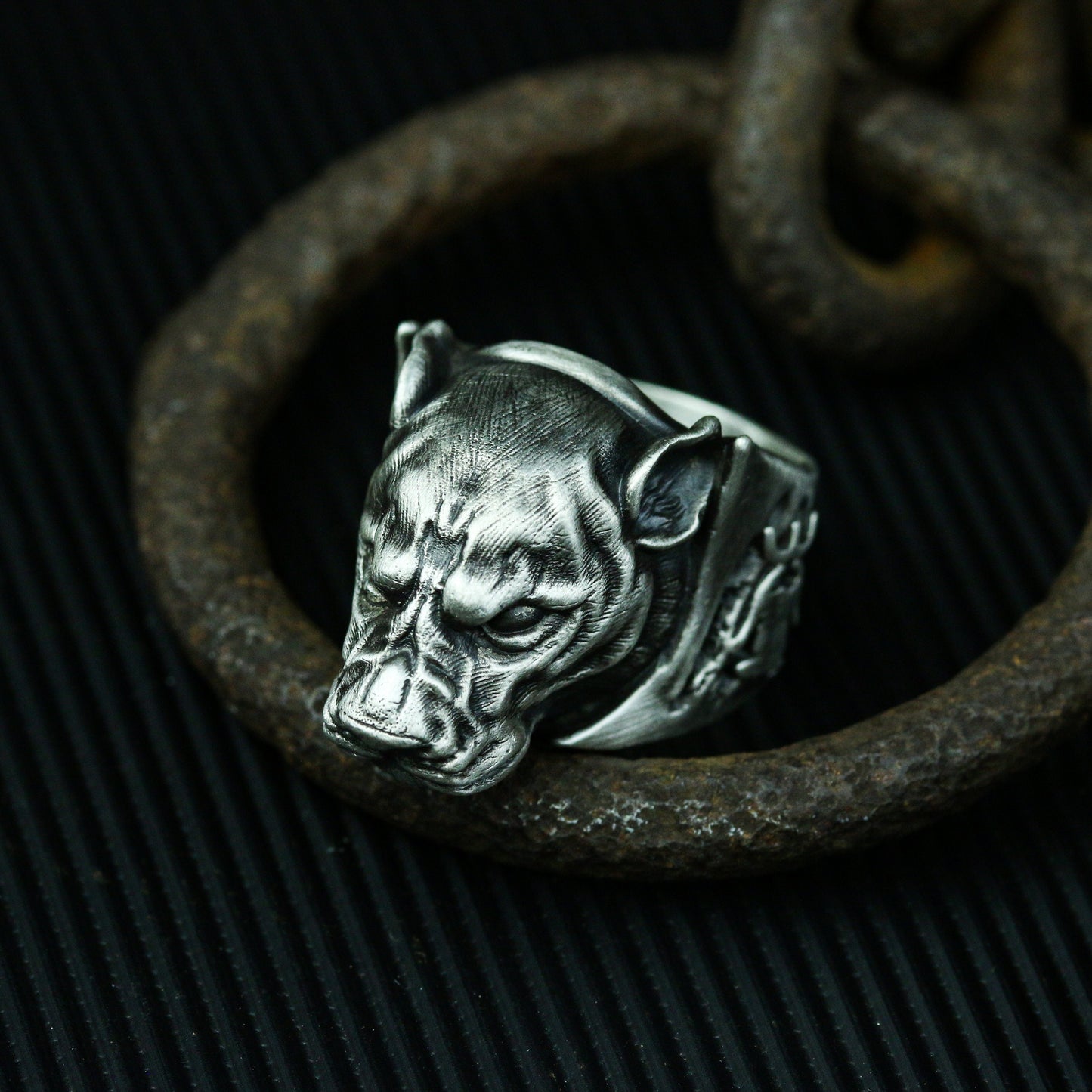 Leopard 925 silver ring, cheetah leopard dark style 925 silver ring,Big Cat Jaguar Panther Totem Talisman Cat Animal-Craftsmen made - SATANHORN