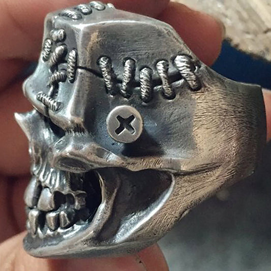 Steampunk Skull Signet Ring - 925 Silver Biker-Style Mens Jewelry