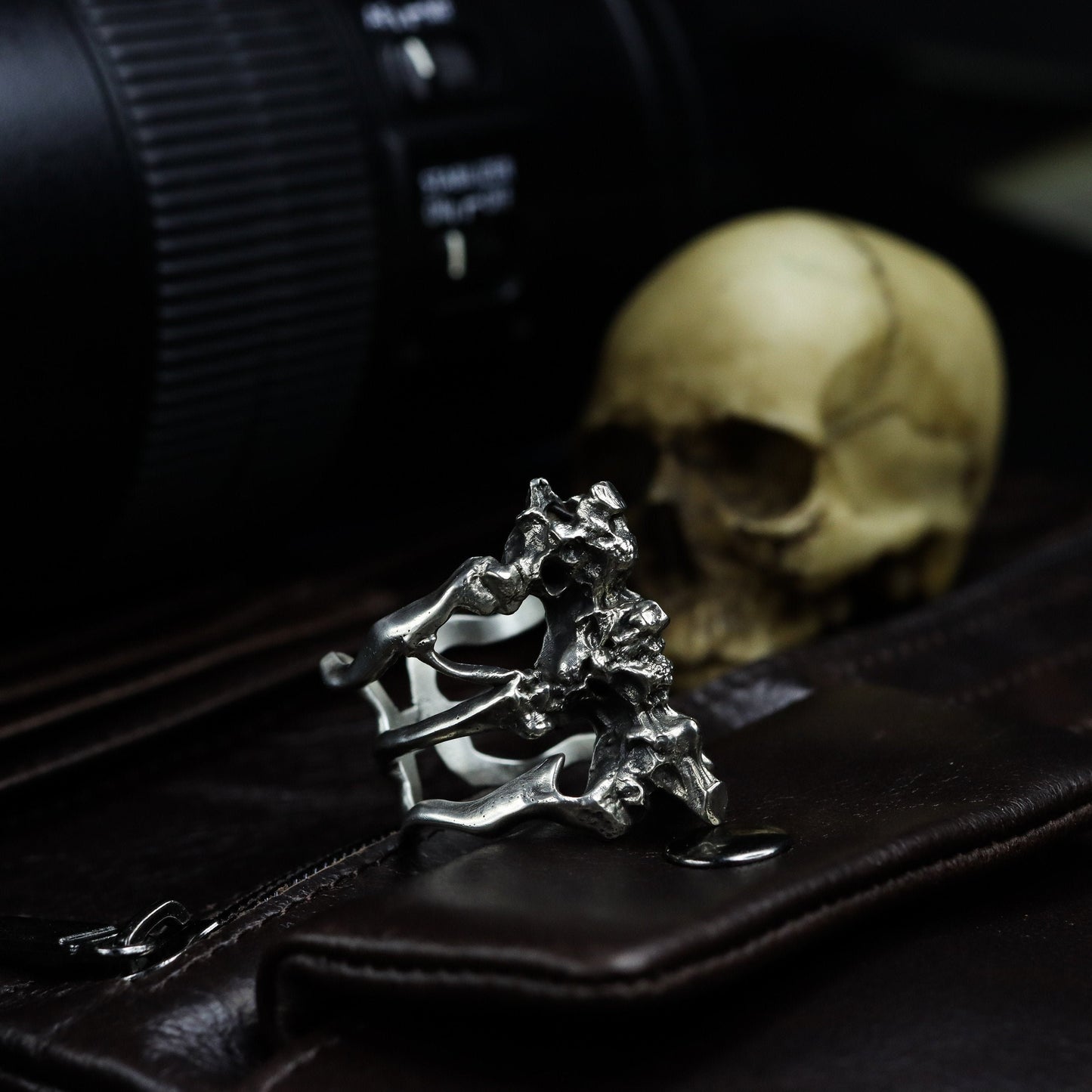 Human spine 925 silver ring, silver bone ring, abstract skeleton design, bone silver jewelry-Craftsman made - SATANHORN
