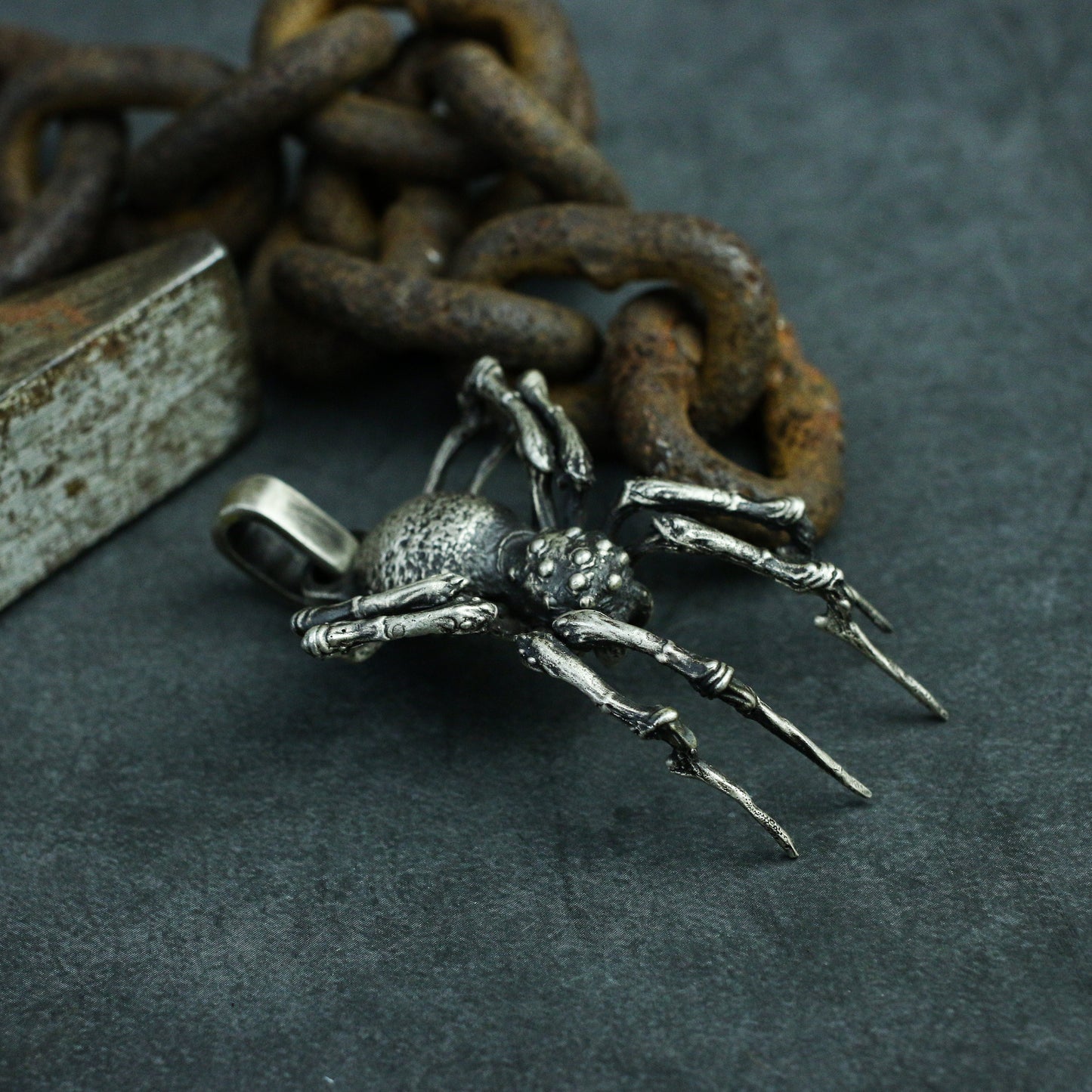 Big Spider 925 silver pendant necklace, long-legged spider 925 silver pendant, exquisite and realistic spider jewelry-Craftsman made