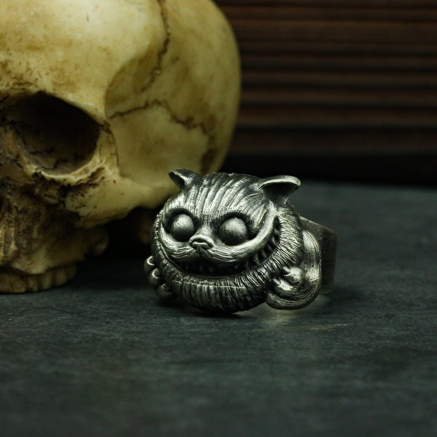Cheshire Cat 925 Silver Ring,Alice in Wonderland,Cat Jewelry,Garfield Ring,Sterling Silver Cat Ring,original ring,Silver Cat-Craftsmen made - SATANHORN