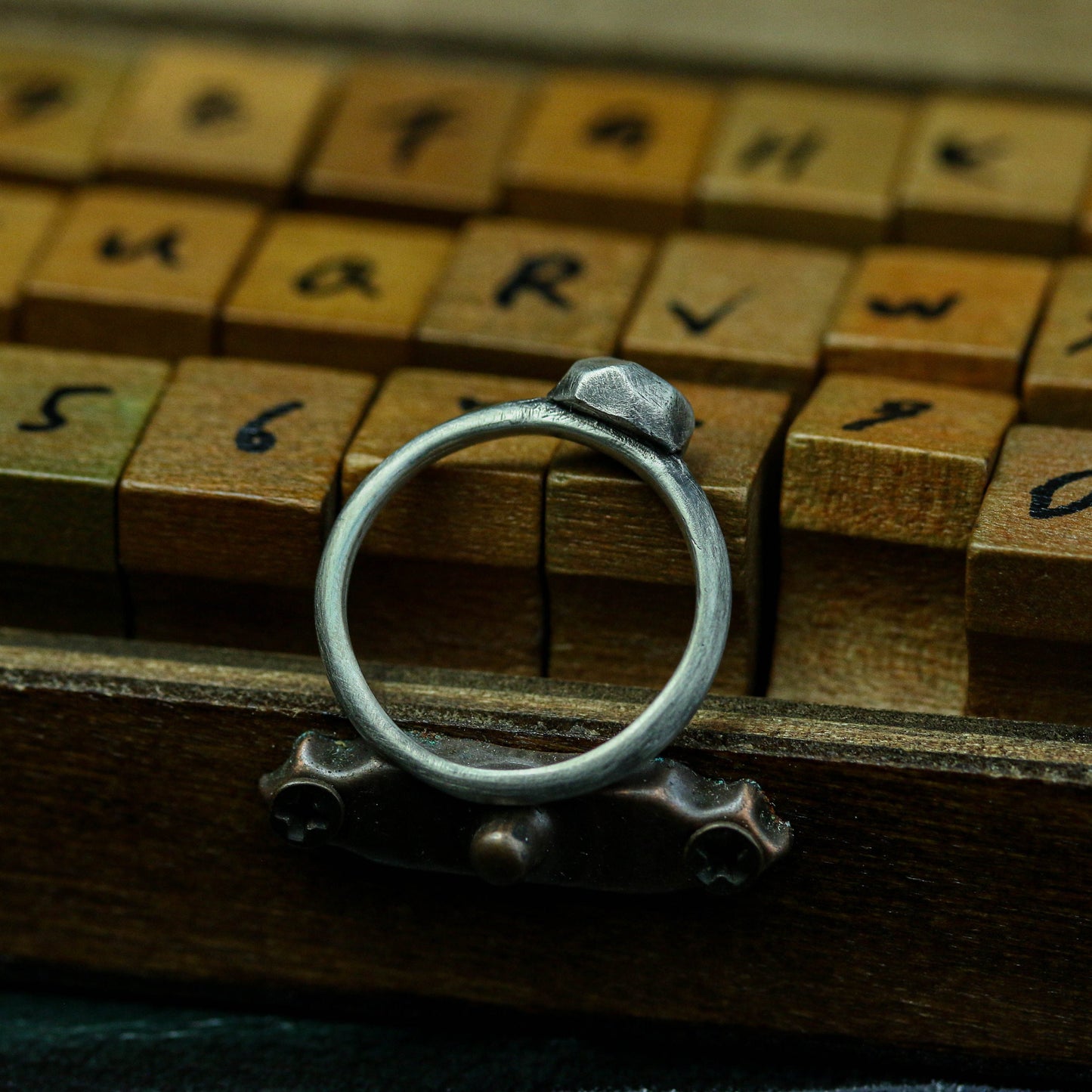 925 Sterling Silver Minimalist Ring, Gemstone Ring, Matte Couple's Ring, Gift for Him - Handmade