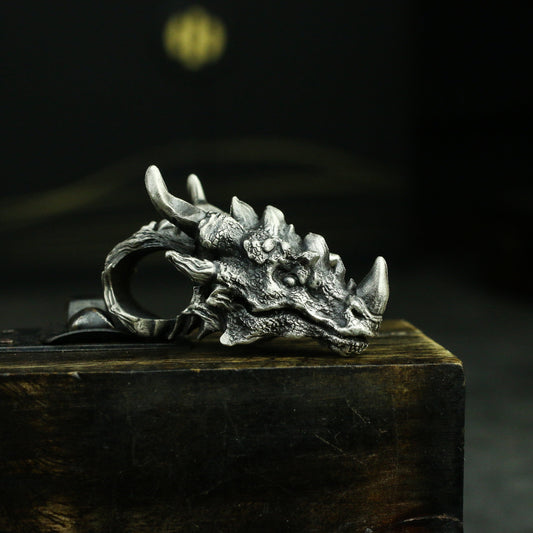Unicorn Dragon 925 Silver Pendant Necklace,Dragon head pendant, Dragon Silver jewelry,Animal skull sterling silver Pendant-Craftsman made - SATANHORN