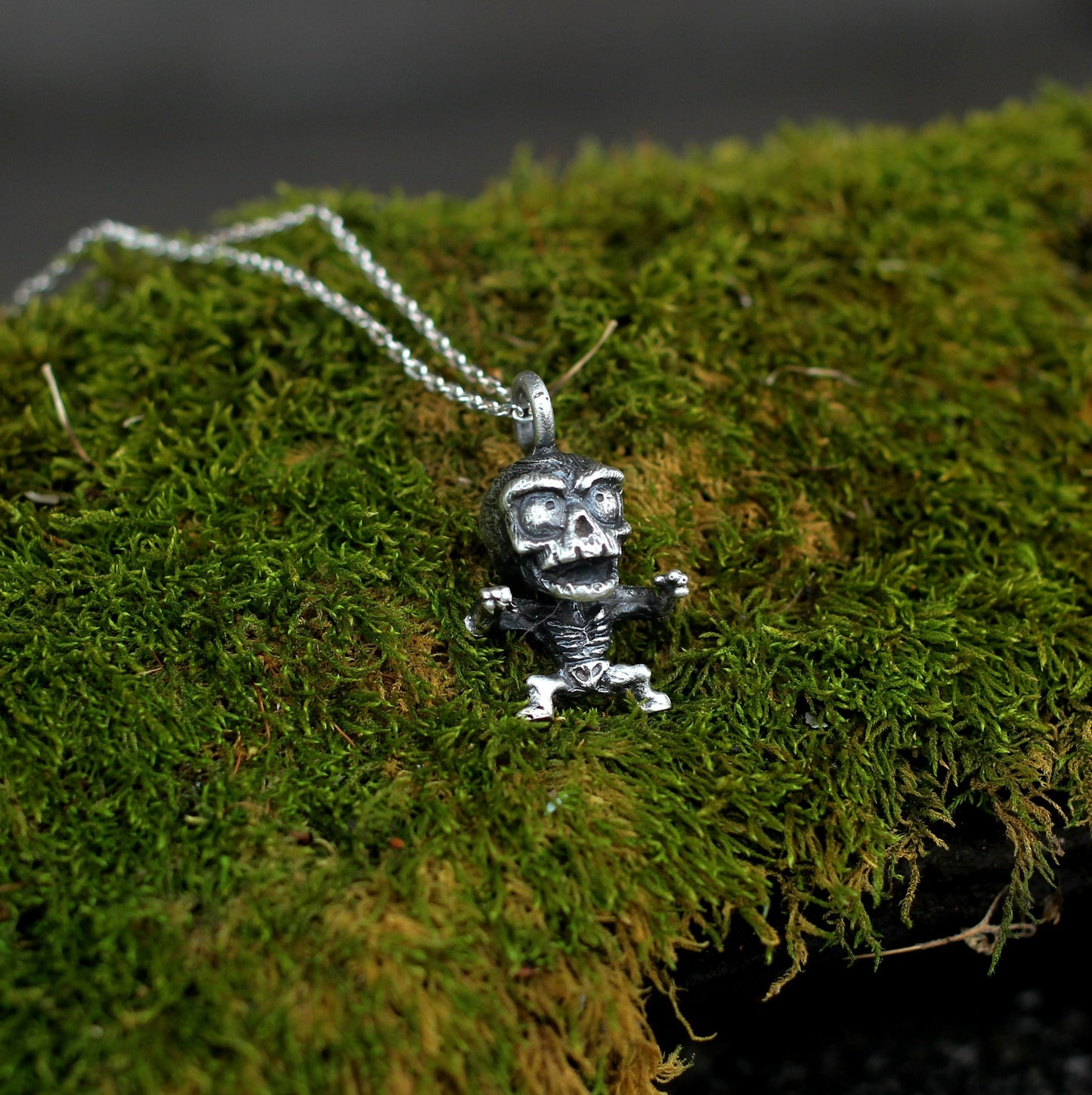Skull skeleton 925 pendant necklace accessory, unique and funny jewelry necklace gift for human skeleton - Craftsman Made