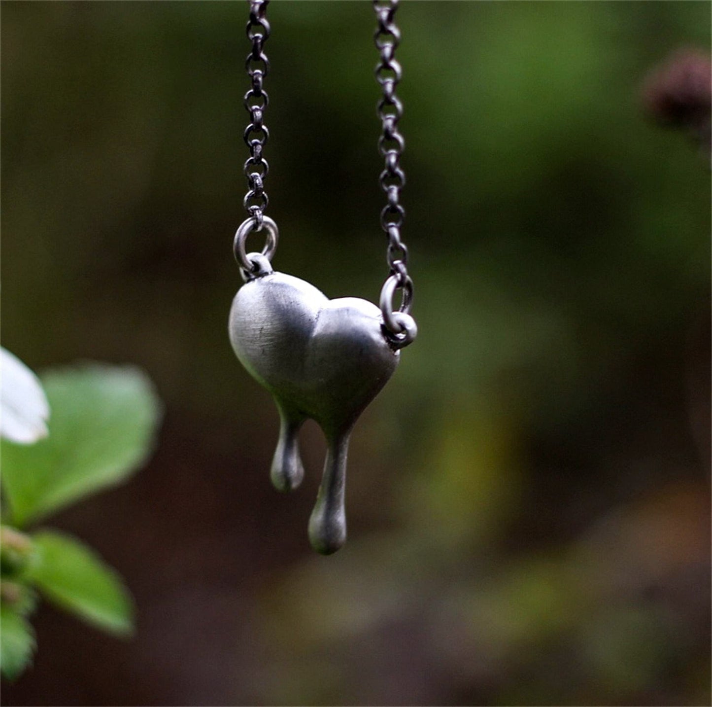 Melting Heart 925 Silver Pendant Necklace, Heart Shaped Silver Pendant Necklace, Charm Necklace Gift Boyfriend and Friends - Craftsman Made