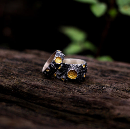 Moon couple 925 silver ring, couple's unique personality moon volcano ring 925 silver, love charm gift jewelry - Craftsman Made - SATANHORN