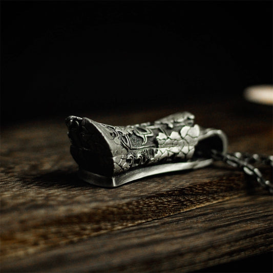 Carved coffin 925 silver pendant necklace, remembering the dead death necklace pendant sterling silver personalized gift-Craftsman made