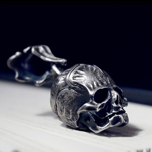 Skull Necklace-Humanoid Skull Pendant, Silver Skull, Gothic Necklace, Baby Skull Pendant