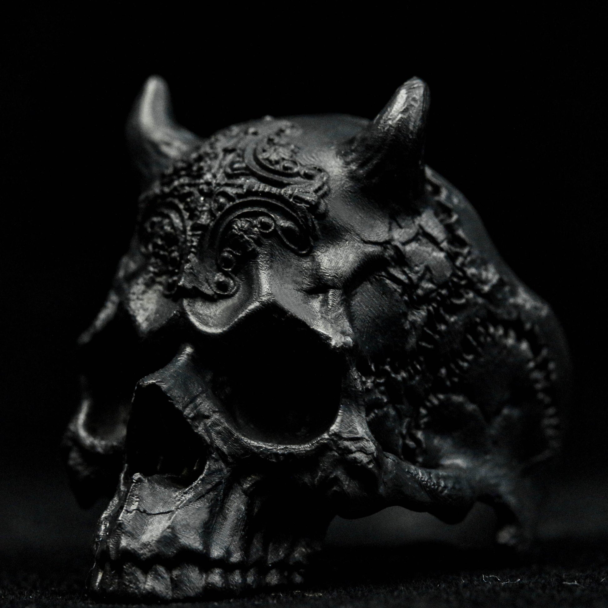 Mechanical Skull Ring, Jawless Skull Silver Ring, Delicate Engraved Sterling Silver Ring, Men's Skull Skull Ring Knight Skull Jewelry.