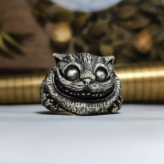 Cheshire Cat 925 Silver Ring,Alice in Wonderland,Cat Jewelry,Garfield Ring,Sterling Silver Cat Ring,original ring,Silver Cat-Craftsmen made - SATANHORN