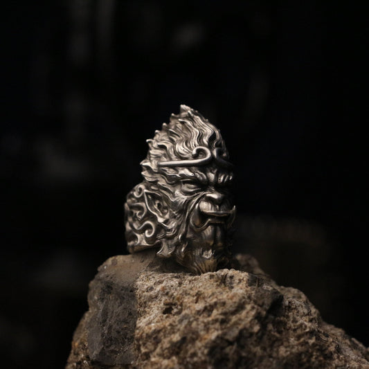 Monkey King 925 silver ring, Monkey King Jewelry - Craftsman made - SATANHORN