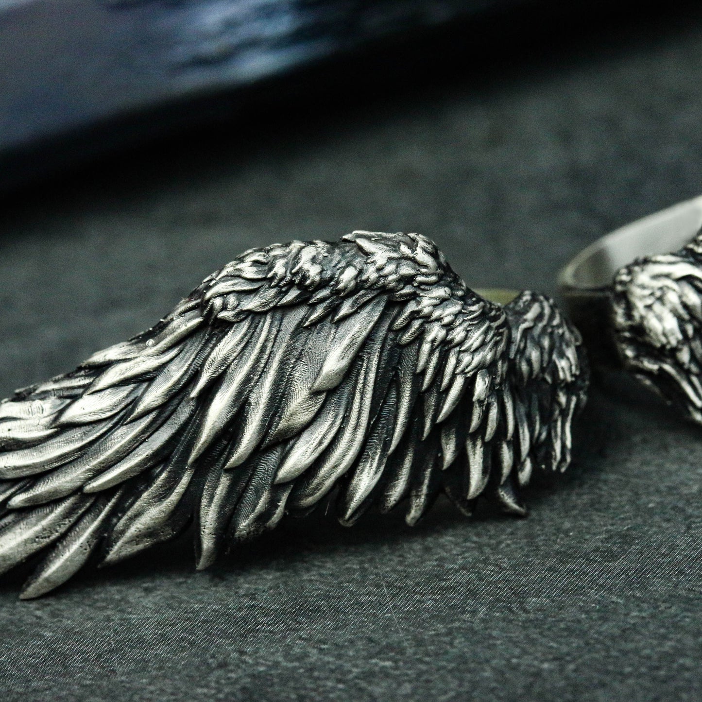 Angel wings 925 silver big ring, flying wings indie ring, unique sterling silver gothic vintage handmade gift-craftsman made - SATANHORN