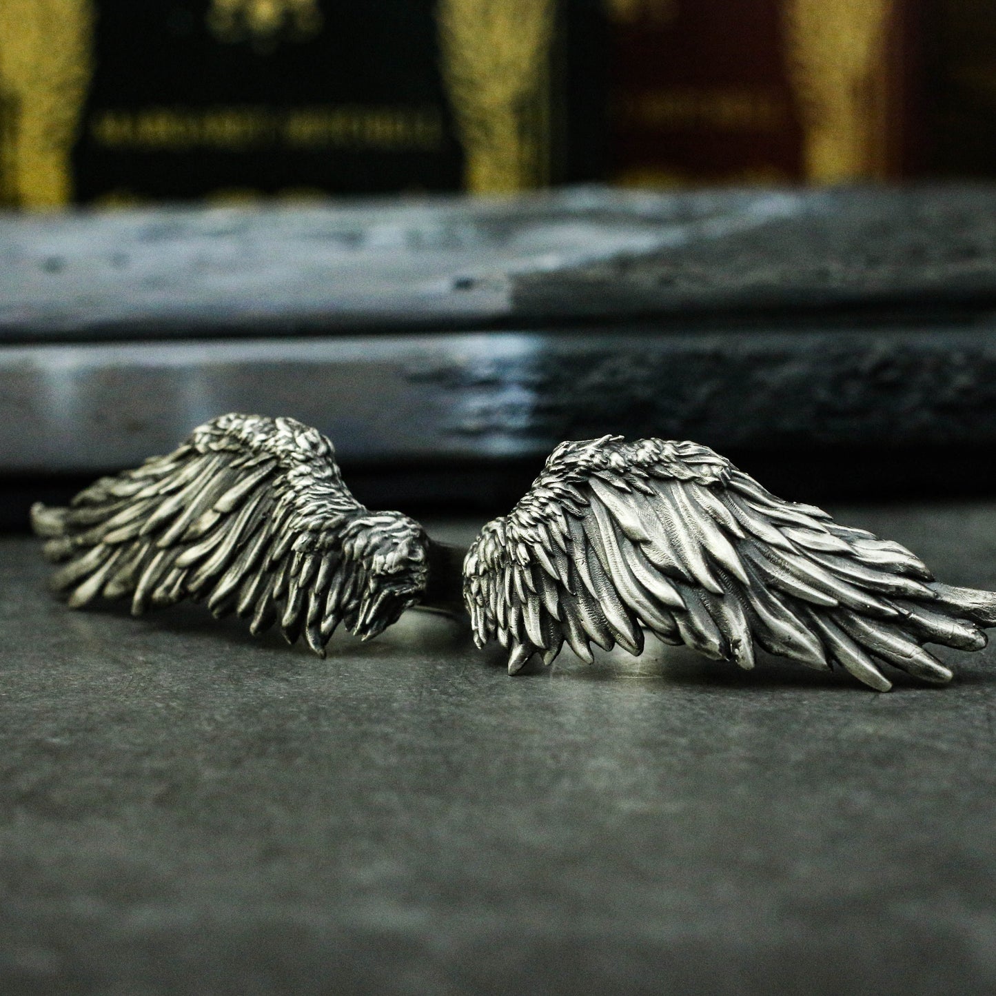 Angel wings 925 silver big ring, flying wings indie ring, unique sterling silver gothic vintage handmade gift-craftsman made - SATANHORN