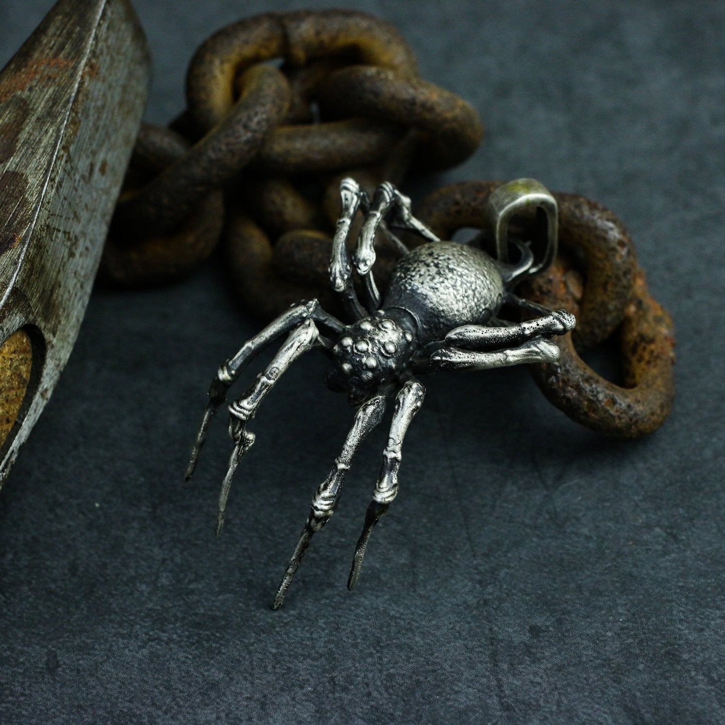 Big Spider 925 silver pendant necklace, long-legged spider 925 silver pendant, exquisite and realistic spider jewelry-Craftsman made
