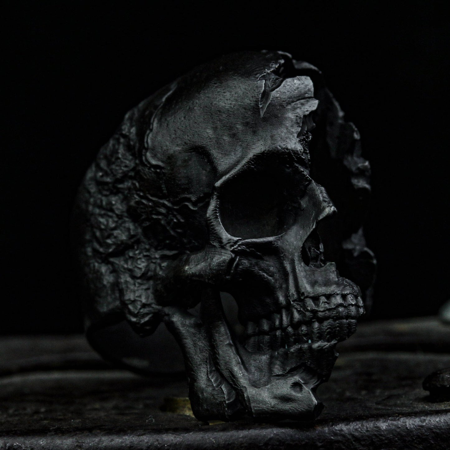Skull ring Vintage Broken Damaged Half Face Skull ring, ring Fashion Biker Rock Punk Jewelry Antique Silver Jewelry for Men Women
