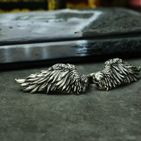 Angel wings 925 silver big ring, flying wings indie ring, unique sterling silver gothic vintage handmade gift-craftsman made - SATANHORN