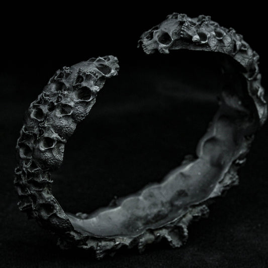 Thousand Faces Skull Bracelet, Death Ghost Bracelet, Satanic Hell Bracelet, Adjustable Size Silver Bracelet - Artisan Make Jewelry..