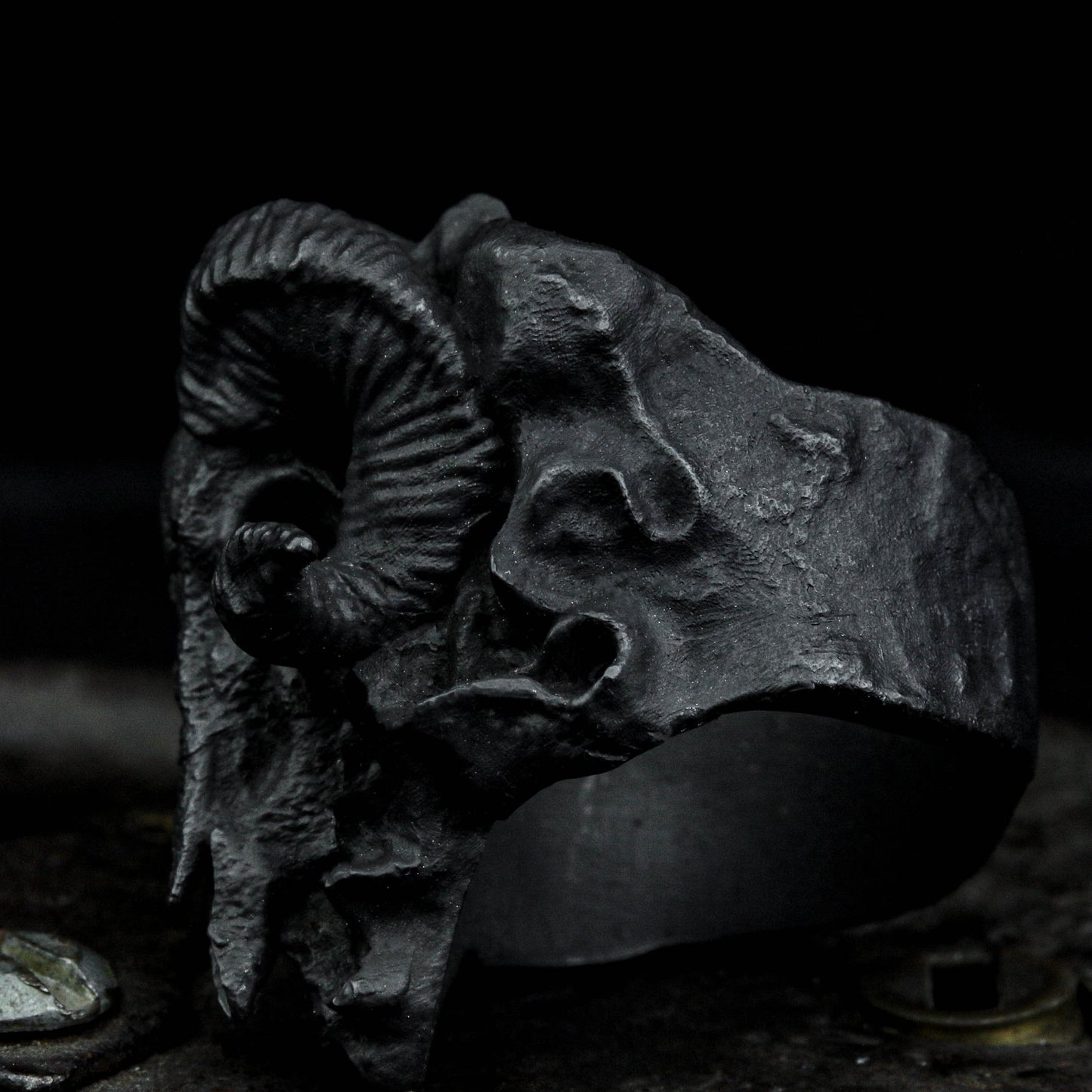 Retro Sheep Skull ring, Shofar skull ring, evil god ring, pan god ring, skull ring, Gothic ring, Freemason Locomotive Ring