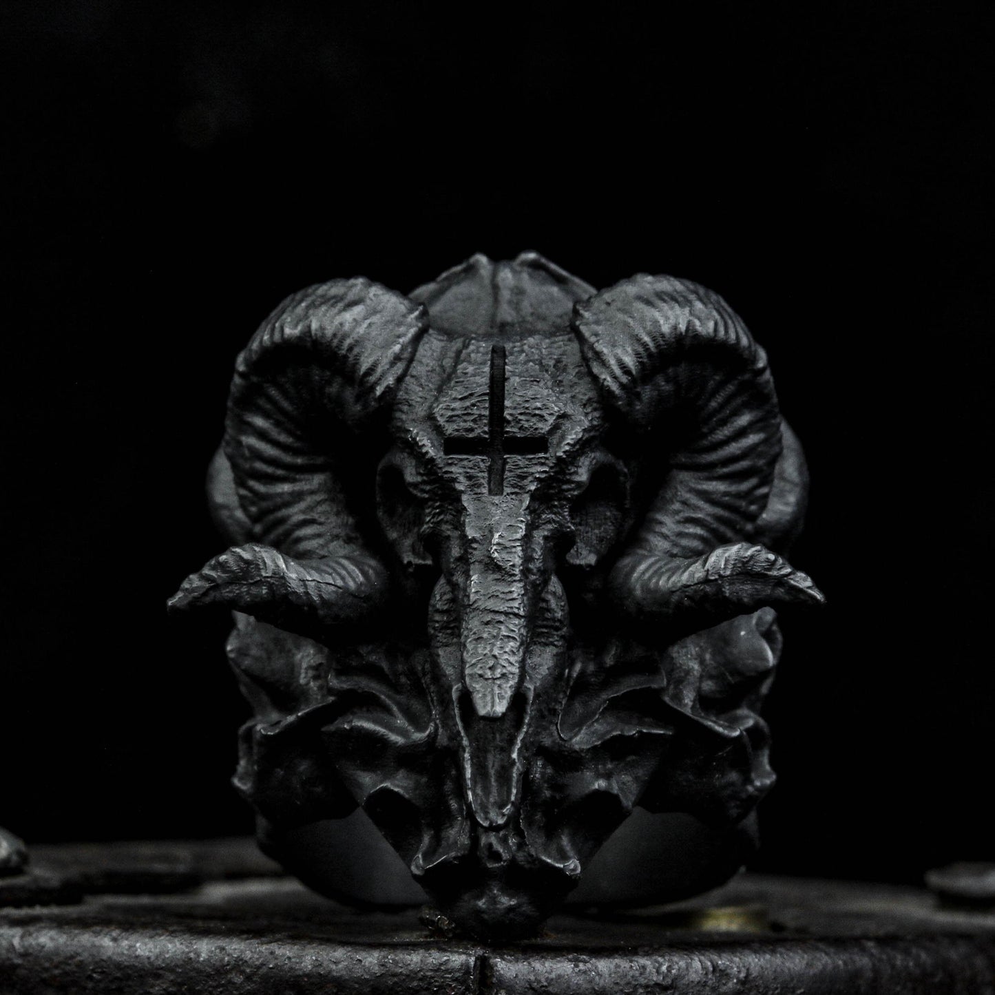 Retro Sheep Skull ring, Shofar skull ring, evil god ring, pan god ring, skull ring, Gothic ring, Freemason Locomotive Ring