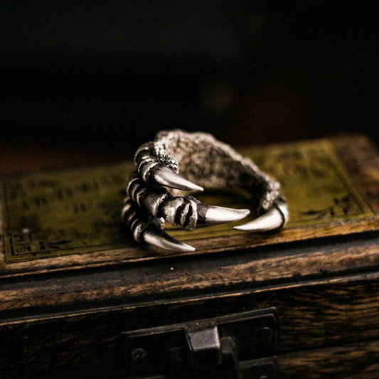 Eagle claw 925 silver ring, goshawk claw ring, sterling silver dragon claw vintage gothic ring gift - craftsman made - SATANHORN