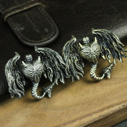 Angel and Demon 925 Silver Pendant Necklace, Angel Wings Pendant, Devil Wings Pendant, Couple Jewelry-Craftsmen made