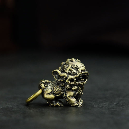 Guardian Lion Beast 925 Silver/Brass Necklace Pendant, Oriental Tang Dynasty Lion Jewelry, Unique Exotic Necklace - Craftsmen made