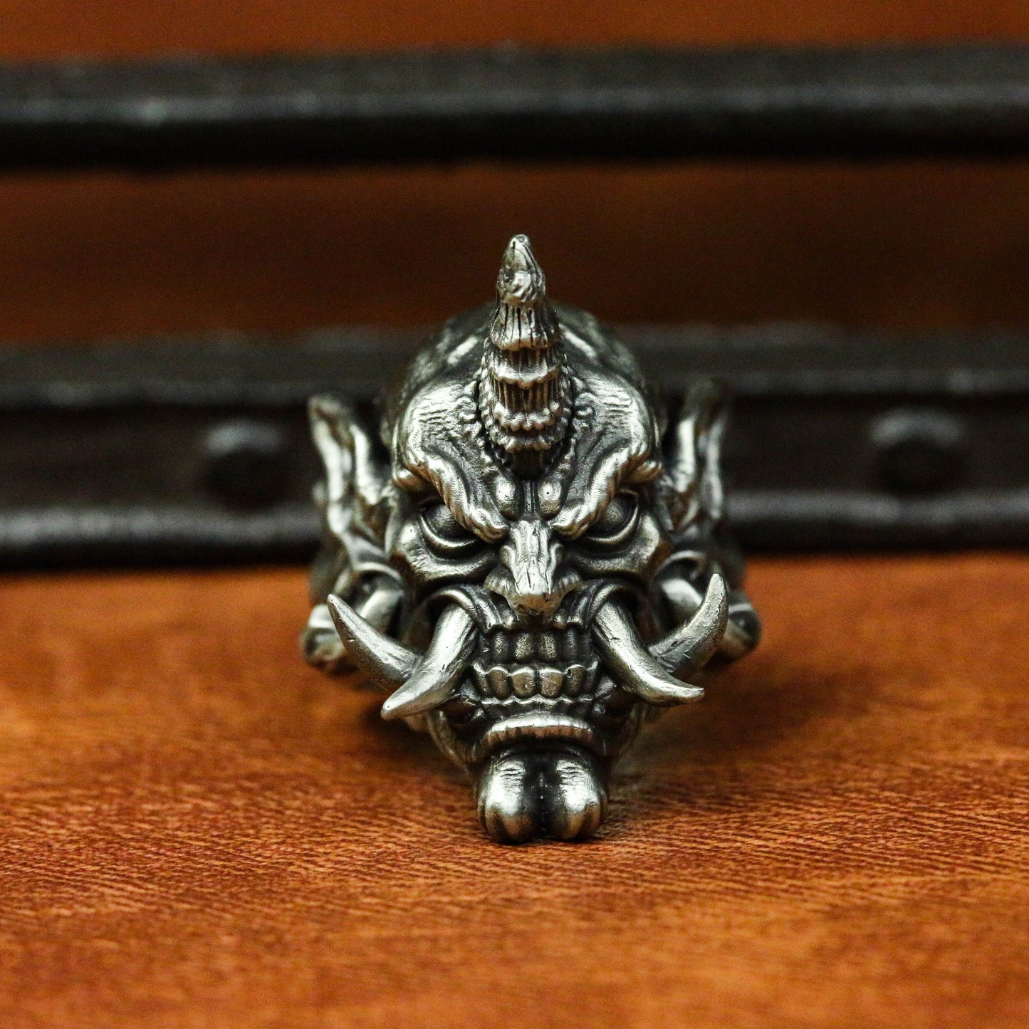 Devil silver ring, Prajna silver ring, Gothic skull silver ring, silver ghost ring, unihorn demon Satan men’s accessories-Craftsmen made - SATANHORN