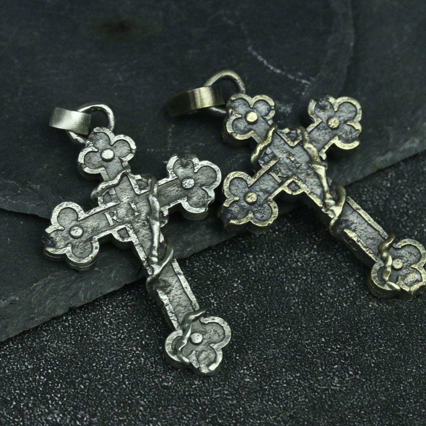 Catholic Latin Cross 925 Silver/Brass Necklace Pendant, Art Cross Jewelry, Unique Faith Necklace-Craftsmen made