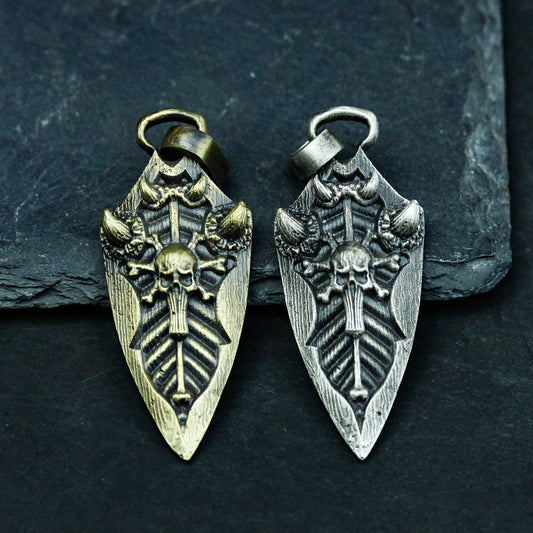 Skull Arrow 925 Silver Pendant Necklace, Cannibal Tribal Arrow Pendant Necklace, Skull Cross Necklace-Craftsman made