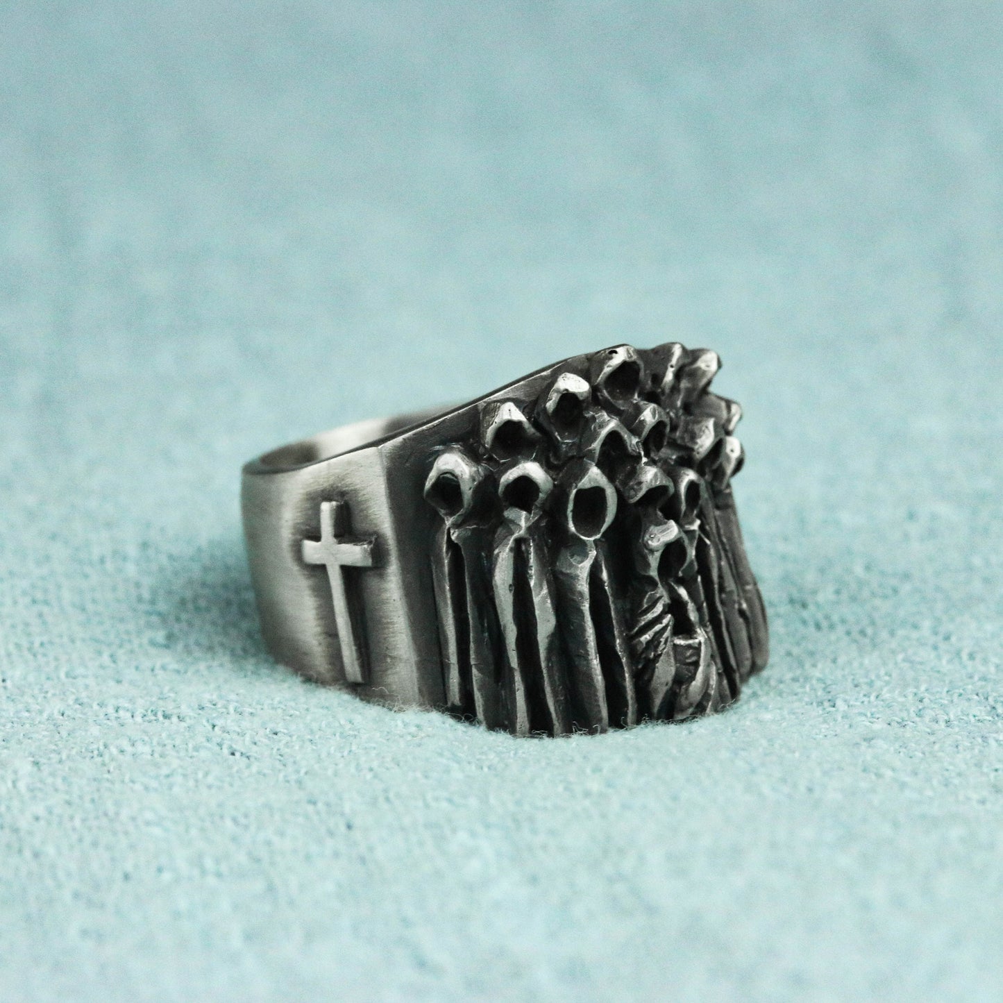 Cross Christian believer 925 Silver Ring, people of faith cloak silver brass ring, unique handmade ring-Craftsman made - SATANHORN
