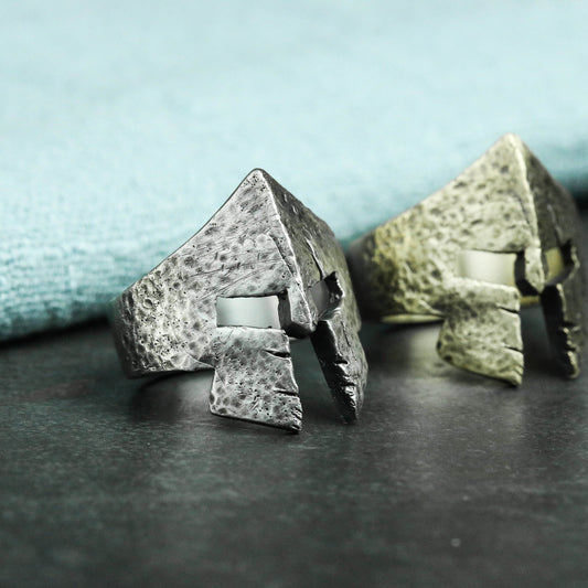 Spartan 925 Silver Ring, Spartan Shield Ring, Greek Warrior, Warrior Helmet, Spartan Warrior Ring, Men Silver Gift-Craftsmen made - SATANHORN