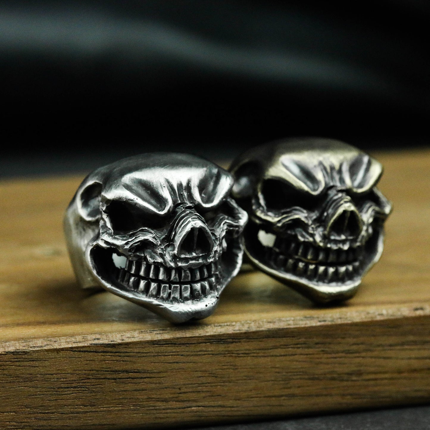 Laughing Specter Skull Ring - Handcrafted Sterling Silver Phantom Jewelry - SATANHORN