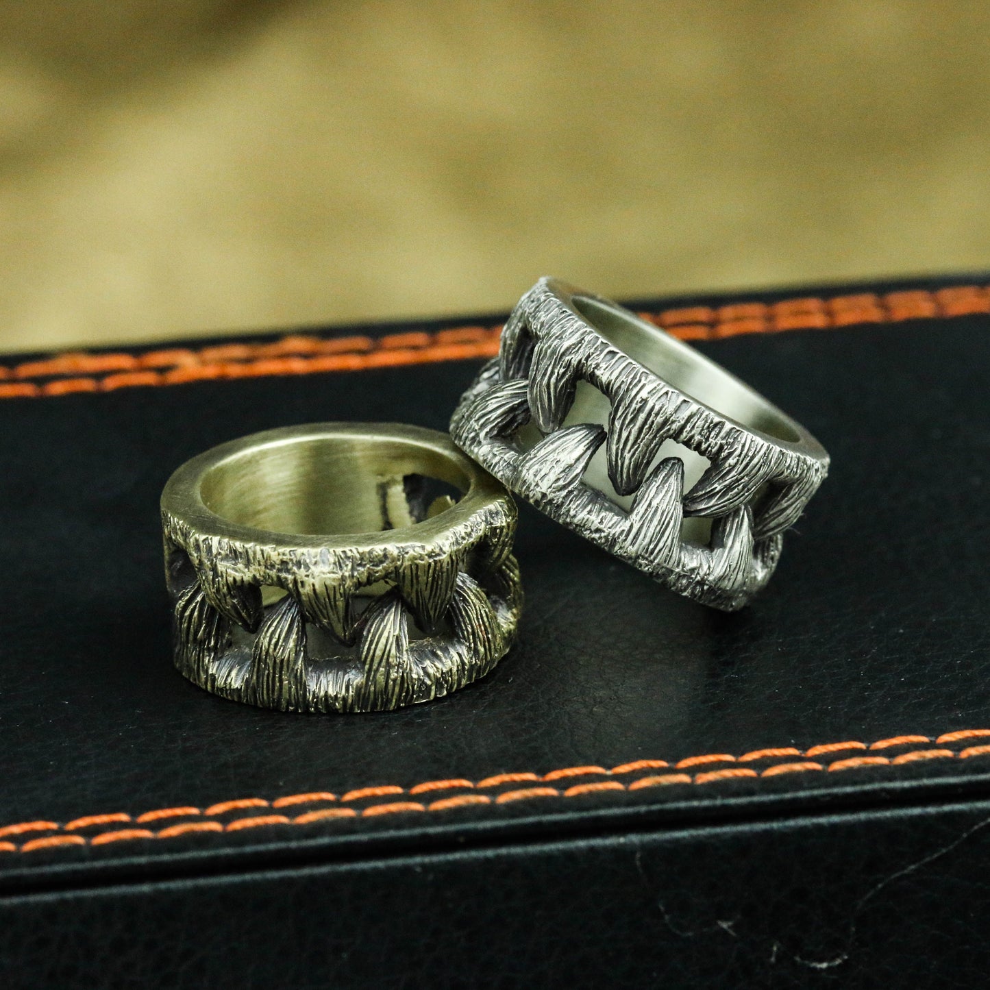 Fangs 925 Silver Ring,Dogtooth 925 Silver Ring, Monster Fang Vampire Ring-Craftsman made - SATANHORN