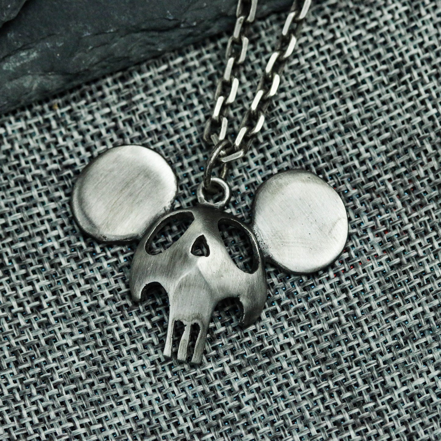925 Silver Handmade Hip-Hop Style Big Ears Skull Light Luxury Small Necklace/Charm/Pendant