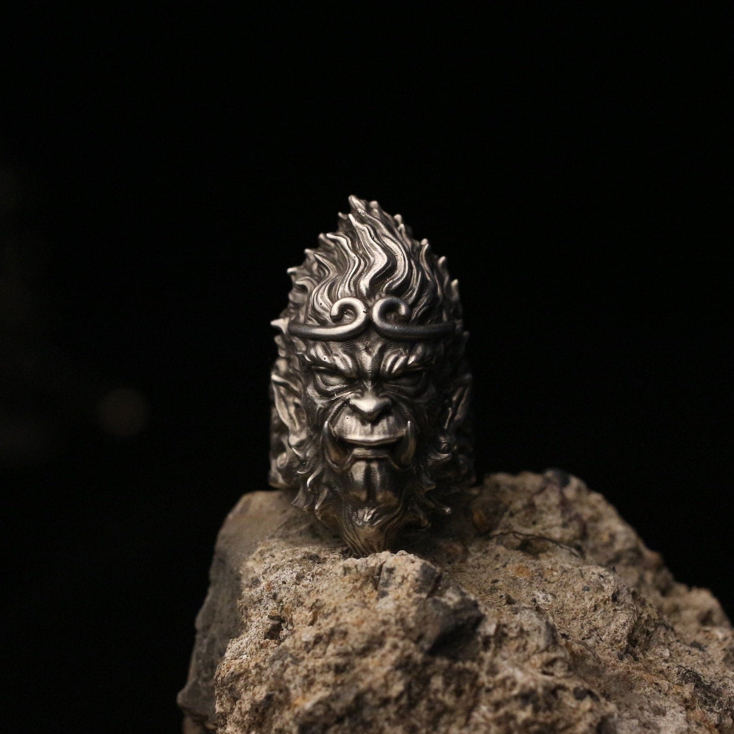 Monkey King 925 silver ring, Monkey King Jewelry - Craftsman made - SATANHORN