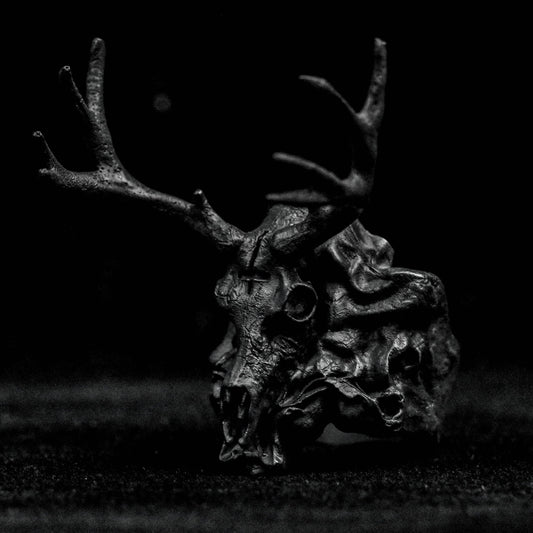 Skull Antler Desert Ring,Antlers Skull Silver Ring, Mule Deer Antler Ring, Deer Head Ring, Animal Ring.