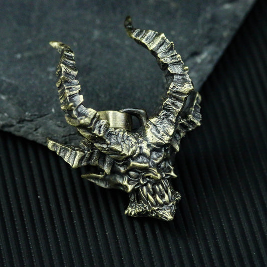 Horned Devil Skull 925 Silver Pendant Necklace, Gothic Men's Accessories Handmade Evil Silver Pendant Necklace-Craftsman Made - SATANHORN