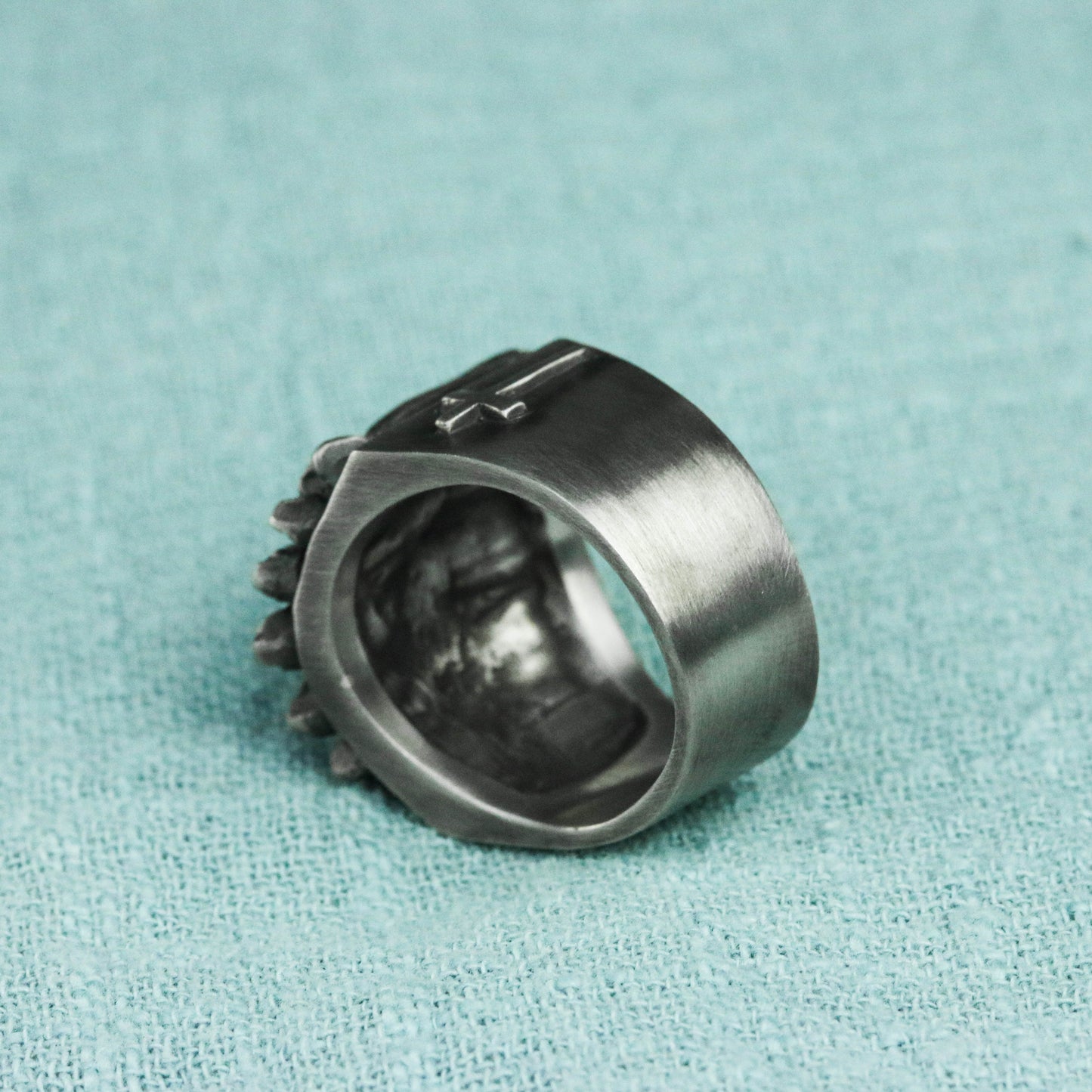 Cross Christian believer 925 Silver Ring, people of faith cloak silver brass ring, unique handmade ring-Craftsman made - SATANHORN
