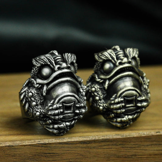 Golden Toad Lucky 925 Silver Ring, Frog Toad Ring, Money Copper Ring,925 sterling silver ring handmade jewelry - SATANHORN