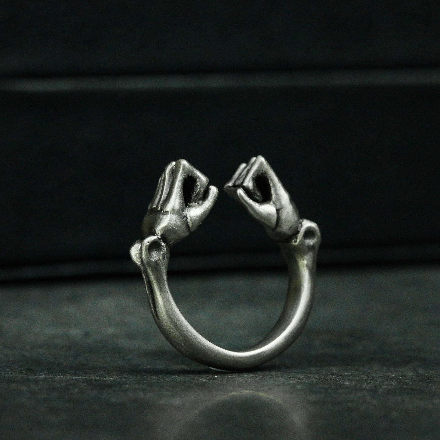 Double Fist 925 silver ring, fist clenched ring, solid brass personalized gift-Craftsmen made - SATANHORN