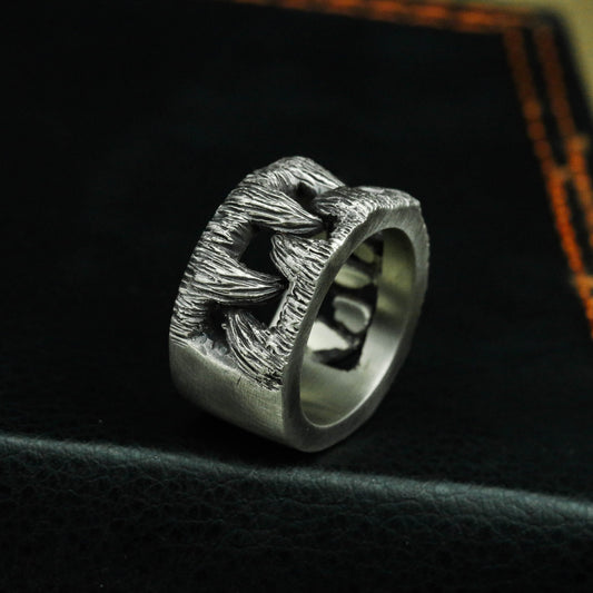 Fangs 925 Silver Ring,Dogtooth 925 Silver Ring, Monster Fang Vampire Ring-Craftsman made - SATANHORN