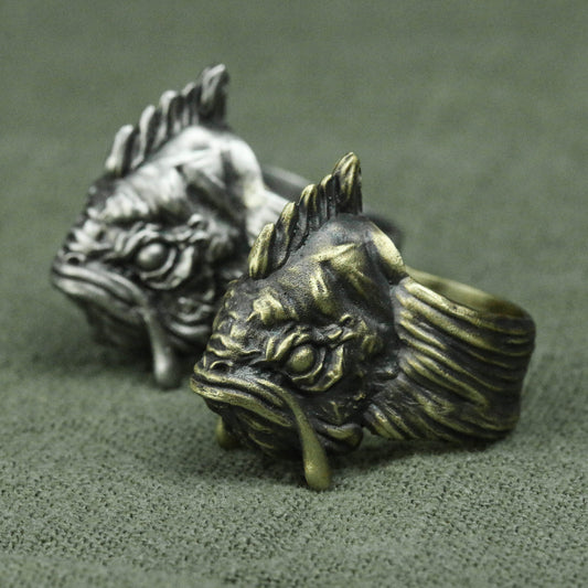 Fish head monster 925 silver ring, personality ring, sterling silver ring, monster fish ring, biochemical ring, fairy ring, witch ring - SATANHORN