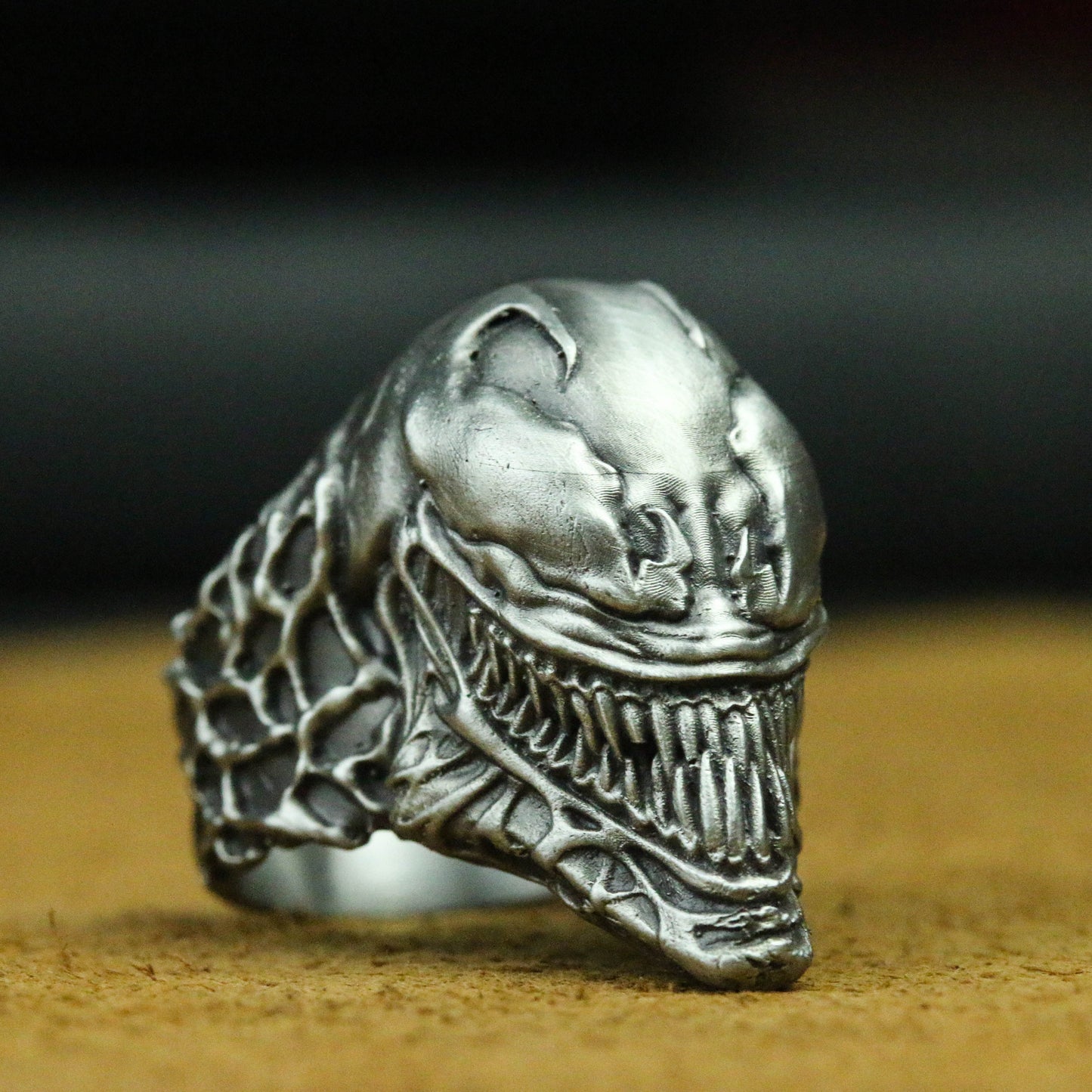 Symbiosis Skull Ring - Handcrafted 925 Silver Statement Jewelry for Men - SATANHORN