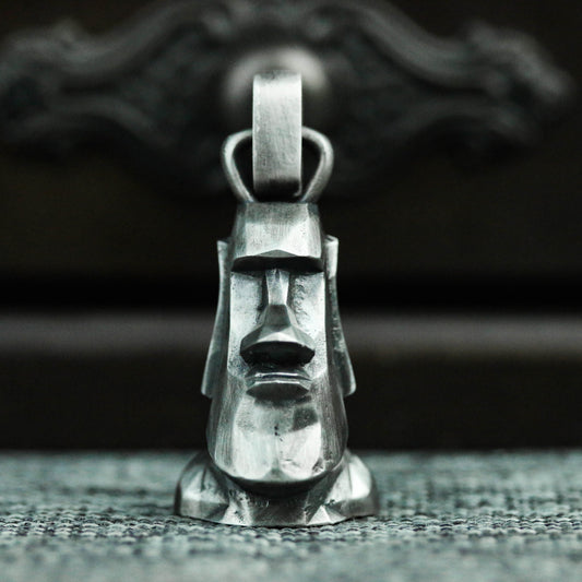 Easter Island Stone Statue 925 Silver Pendant Necklace, Moai Silver Pendant, Easter Island Necklace, Easter Island Stone Statue Jewelry