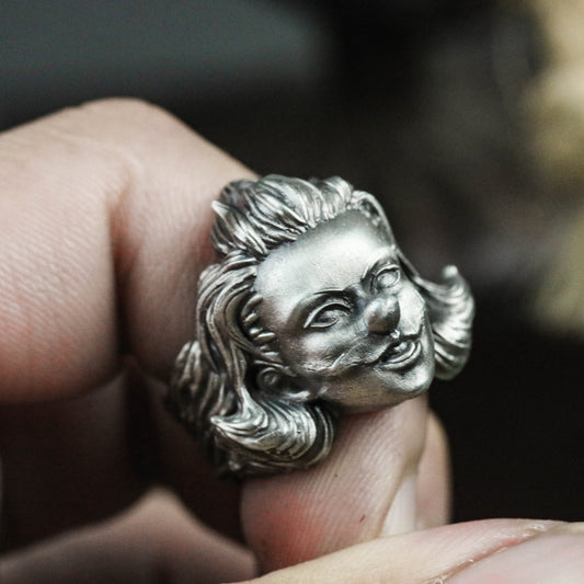 Diamond-Studded Rebellion Ring - Dual-Tone 925 Silver Femme Fatale Jewelry - SATANHORN